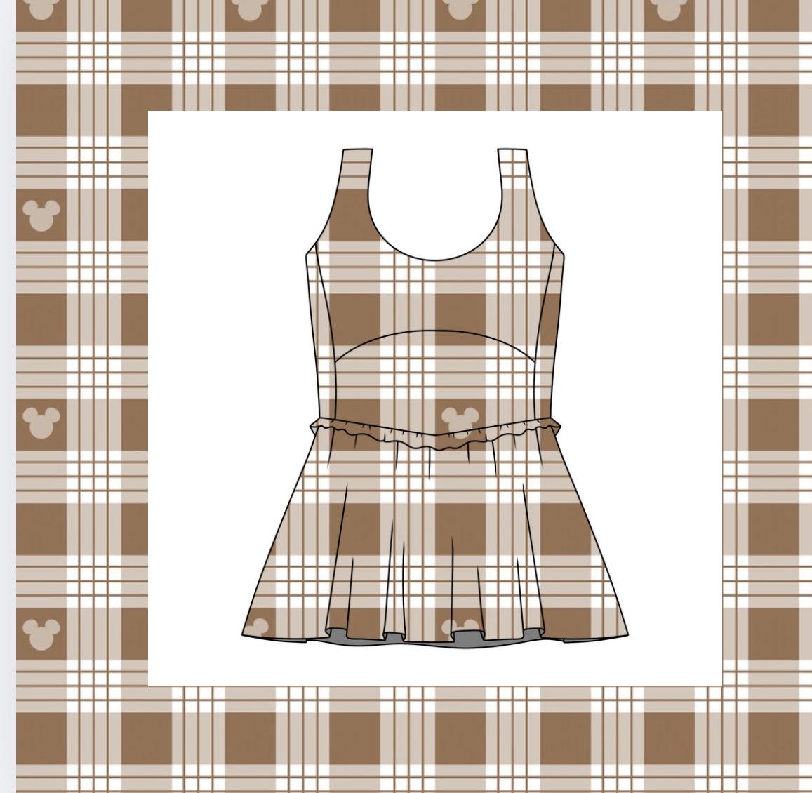 Brown Gingham women’s tennis dress
