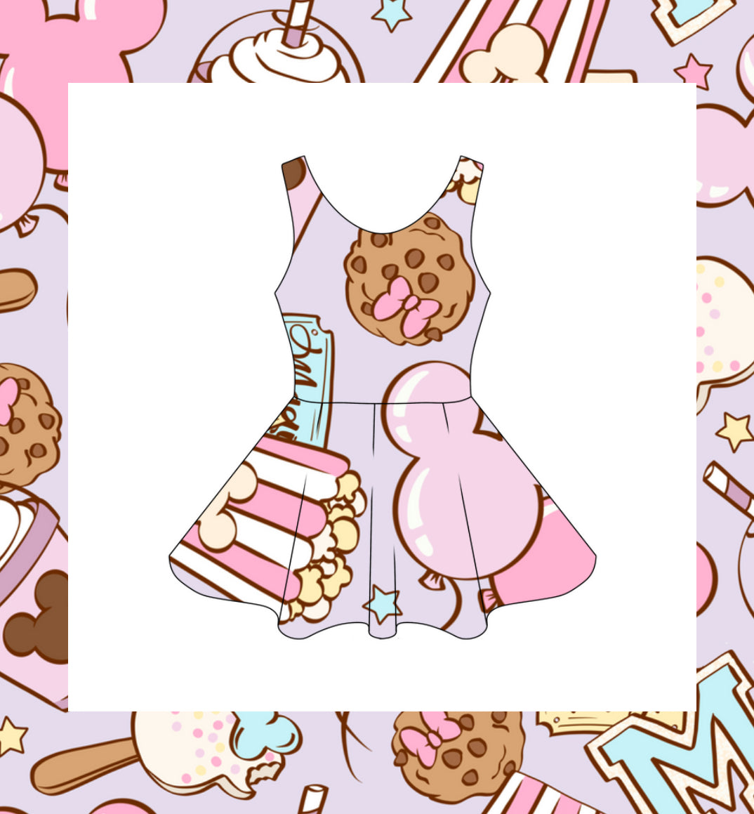 Girls snack print tennis dress (pre order)