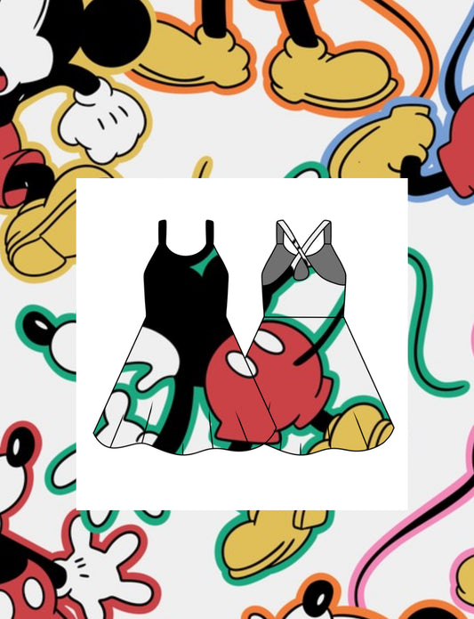 Neon lines mouse women’s tennis dress (preorder)
