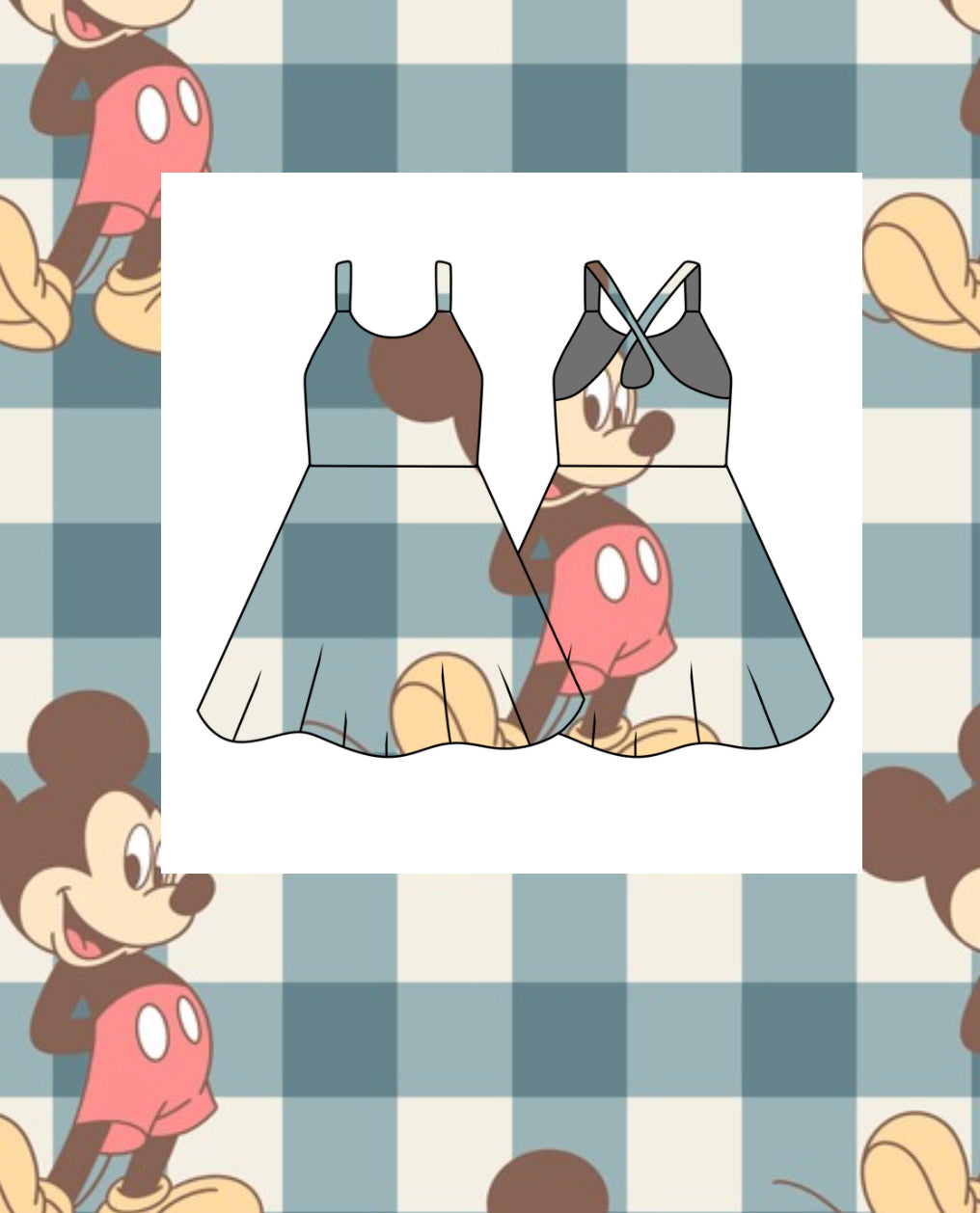 Mouse gingham women’s tennis dress (preorder)￼