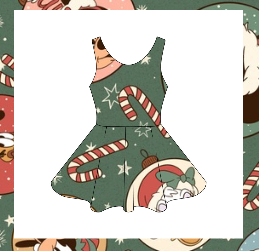 Little girls Christmas friends tennis dress RTS