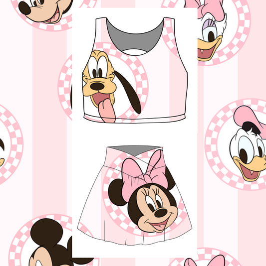 Little girls stripped friends top and skort RTS